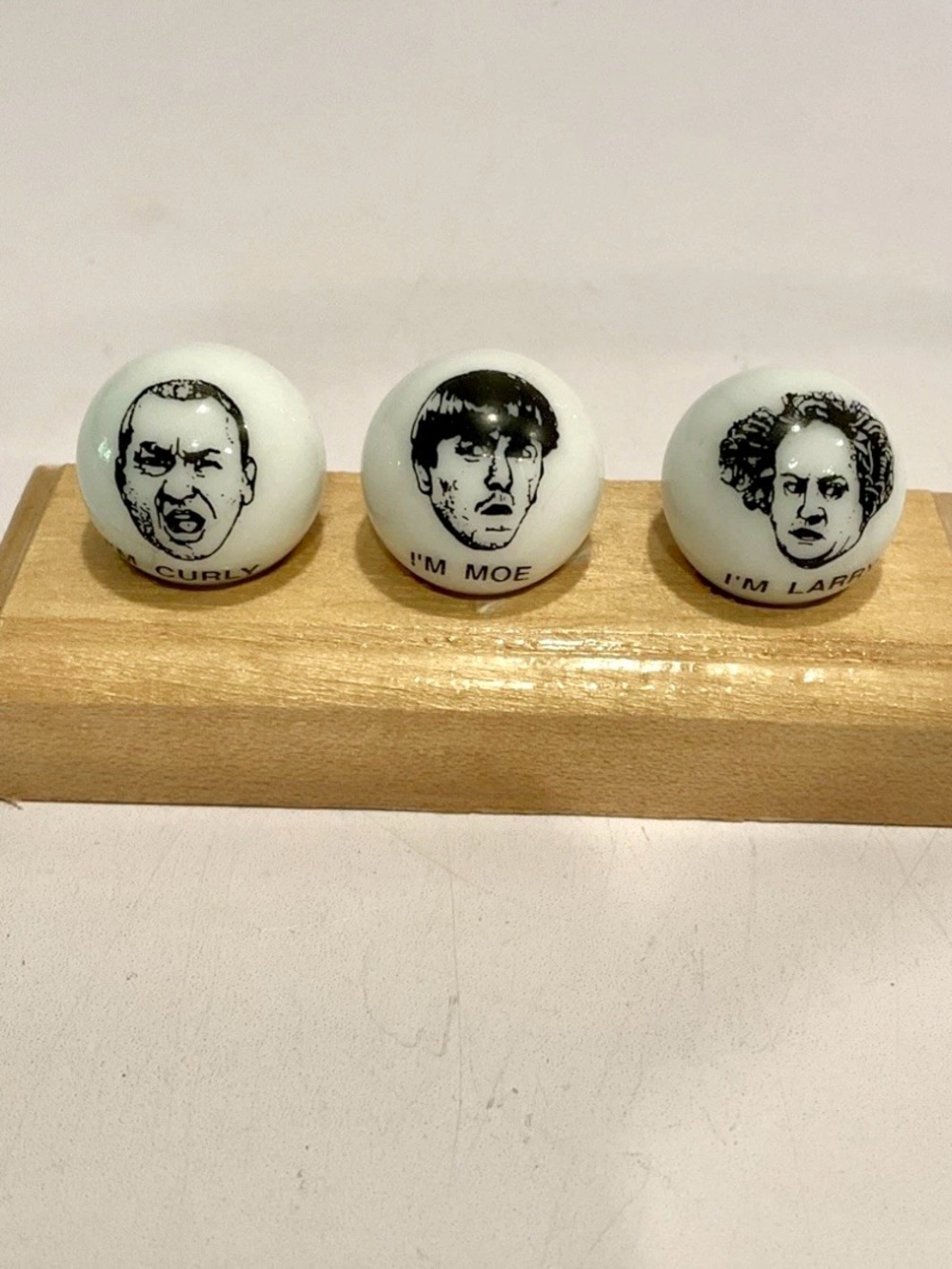 Vintage Three Stooges Curly Moe Larry Marbles Set